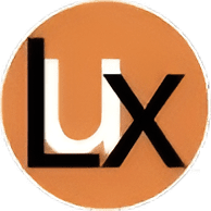 A logo of lux, with the letters l and x.